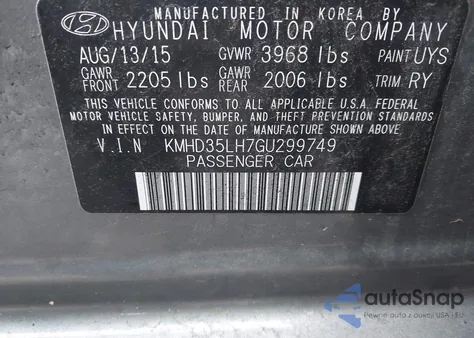 2016 Hyundai Elantra Gt z USA, uszkodzony, nr VIN KMHD35LH7GU299749